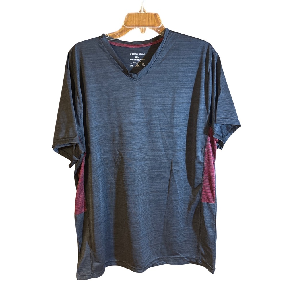 Real Essentials Mens 5-Pack V-Neck Active T-Shirts XXL Heathered Space Dye Multi - Picture 5 of 8